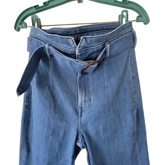 Express Super High Rise Slim Flare Denim Jeans Size Medium Hyper‎ Stretch 70s 2R - Picture 5 of 7